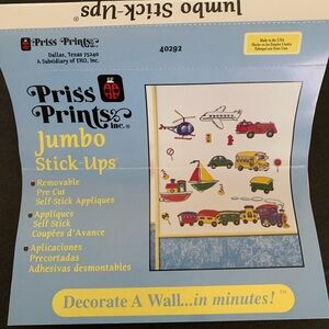 Jumbo Stick-Ups Wall Decor Vehicles Removable Appliques Primary Colors Room Art